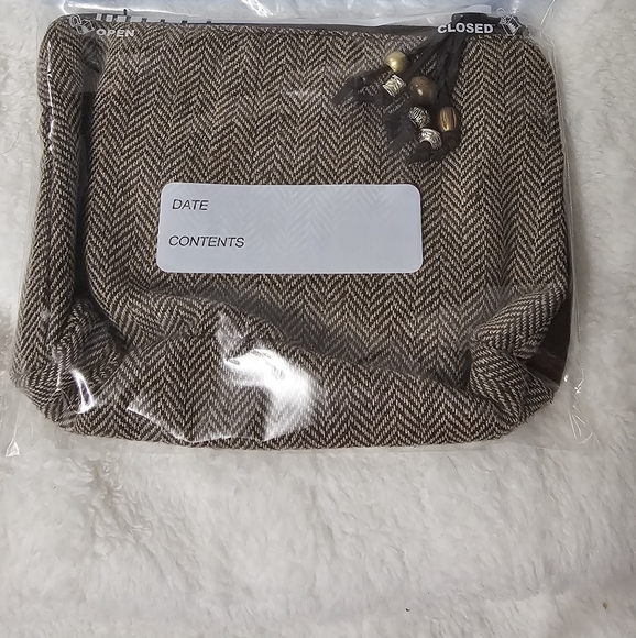 EUC 3-Piece Set Crossbody Wristlet Wallet Change Purse Pouch Herringbone Brown - Picture 14 of 14